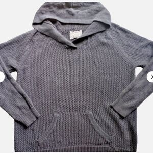 Shirt 469 Womens loose knit gray hoodie szL long sleeve semi-sheer